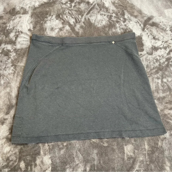 Horny Toad gray mini skirt stretch knit tencel blend women’s large - Picture 4 of 8